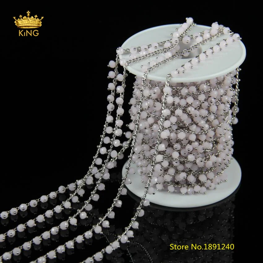 5 метров розовые стеклянные ограненные цепочки из бисера Rondelle 3x4 мм проволоки