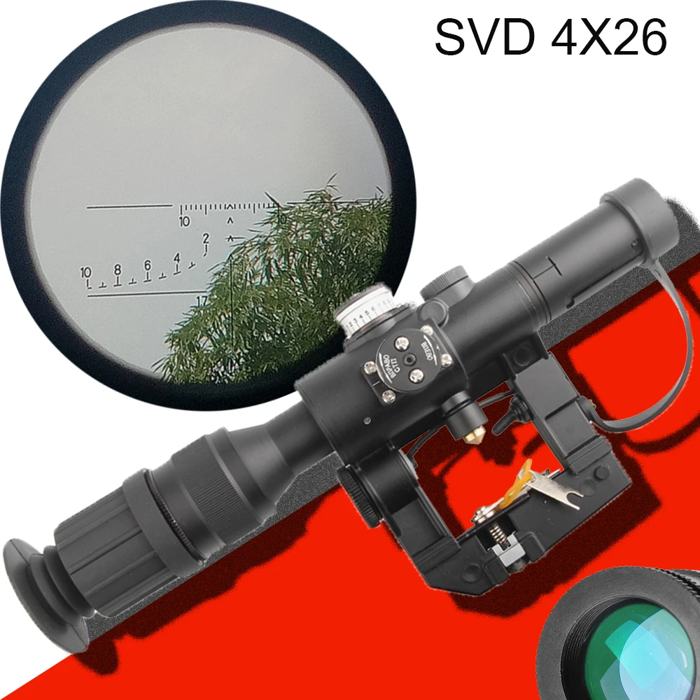 Новый оптический прицел тактическая Охота SVD драгунов Оптика 4x26 Красная