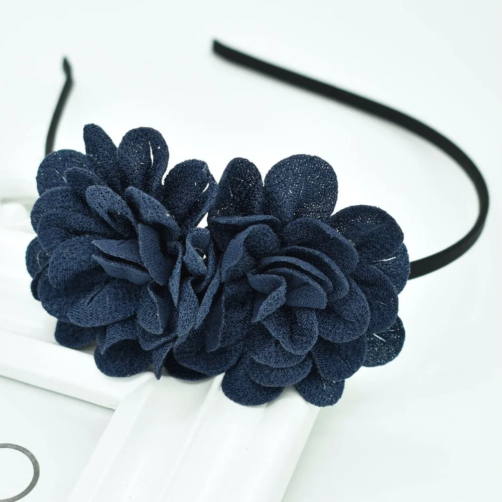 Детская однотонная повязка на голову с цветочным узором