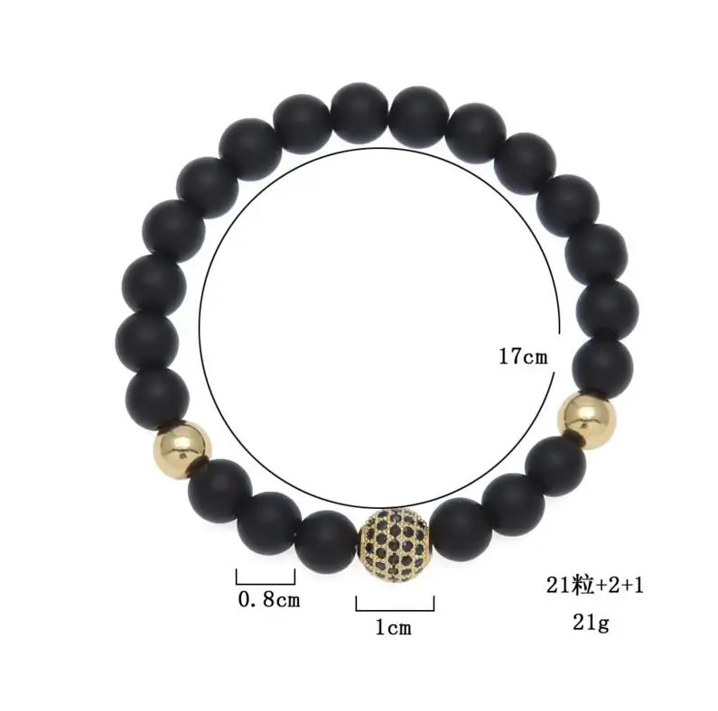 2018 new arrive boy girl men women jewelry black round bead with gold color matal cz ball diy hand made bracelet | Украшения и