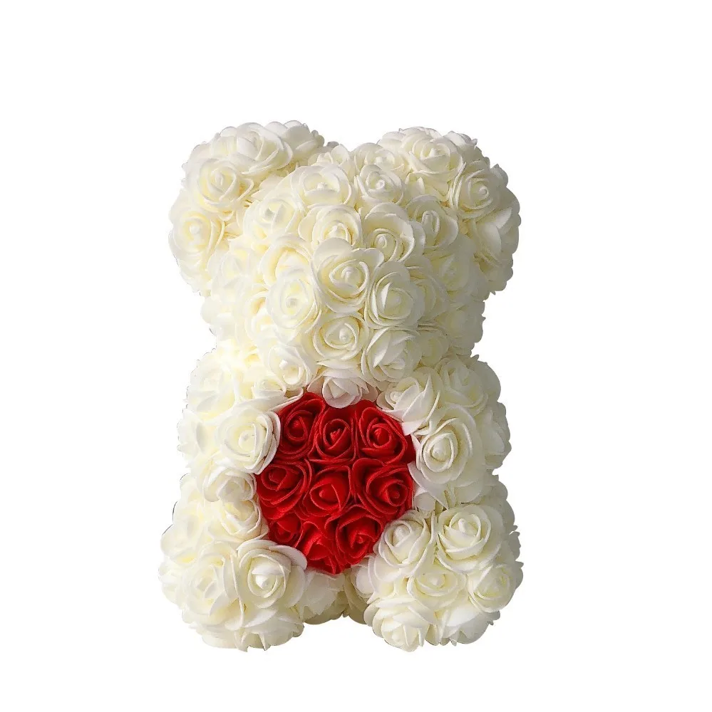 white 25cm VIP Цена, Прямая, 25 \ 40 см, красный плюшевый мишка, цветок розы, искусственные рождественские подарки для женщин, подарок на день Святого Валентина, плюшевый медведь - Цвет: white 25cm