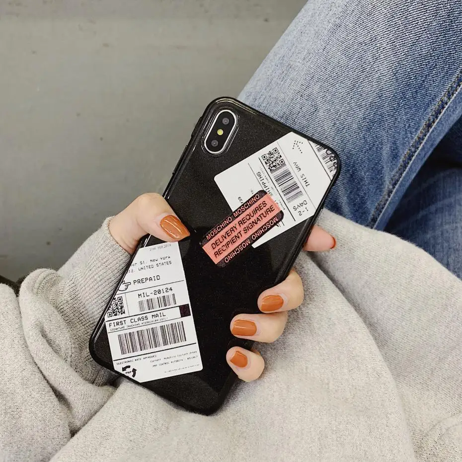Ins Japan clothes MUJI label мягкий чехол для телефона iphone 7 8 6 6S plus 11 Pro X XR XS MAX матовый Силиконовый чехол для пары девушек