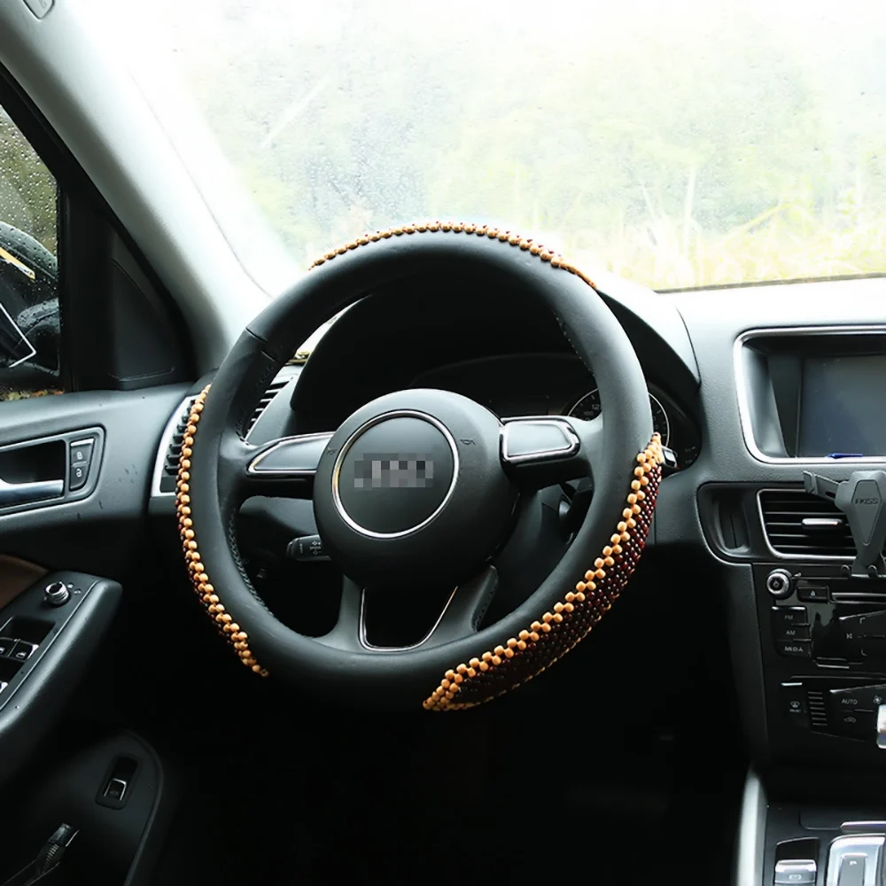 Оплетка на рулевом колесе деревянная бусина стильная кожаная крышка рулевого