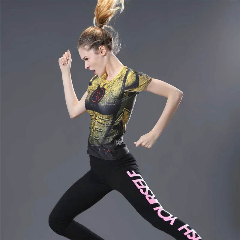 Обратный флэш 3D Футболка с принтом Для женщин сжатия рубашка женская коротким