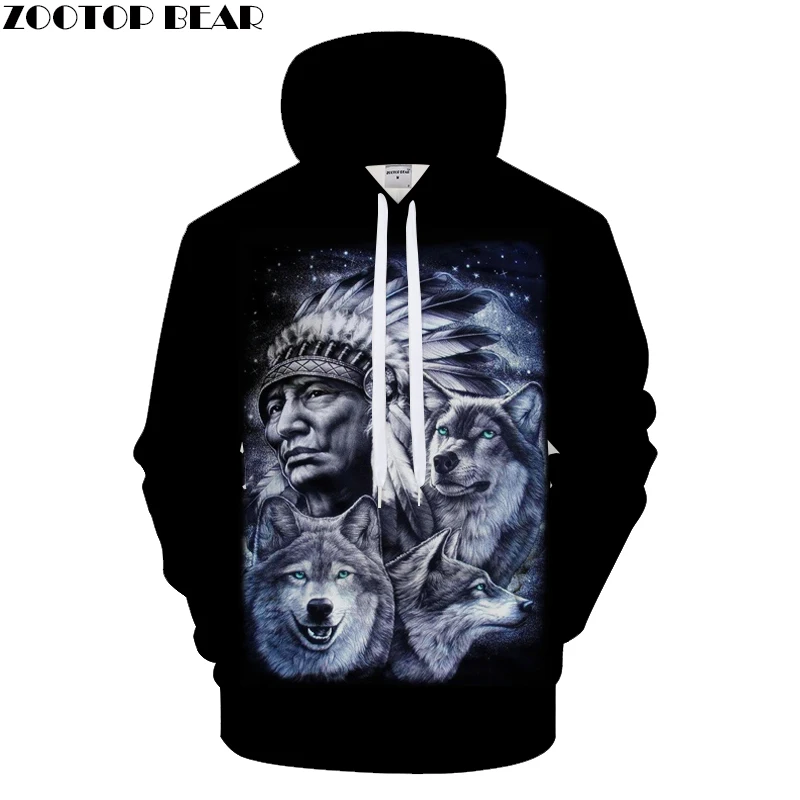 Native 3D толстовки для мужчин и женщин мужские свитшоты худи с принтом волка черные