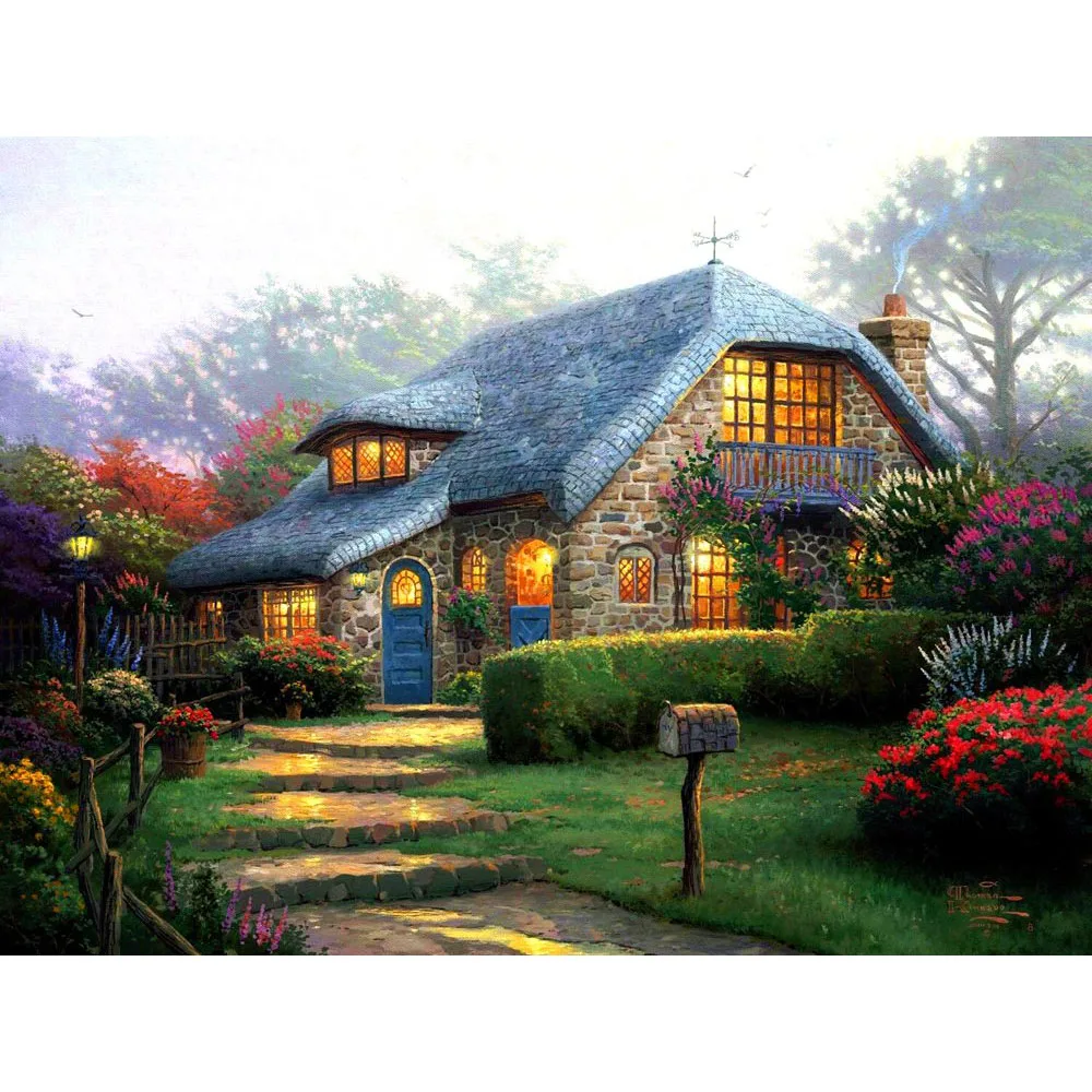 

LaoJieYuan 5D Diamond Painting Full Square Scenery Dream House 5d Diamond Painting Diamond Embroidery Rhinestone Pasted