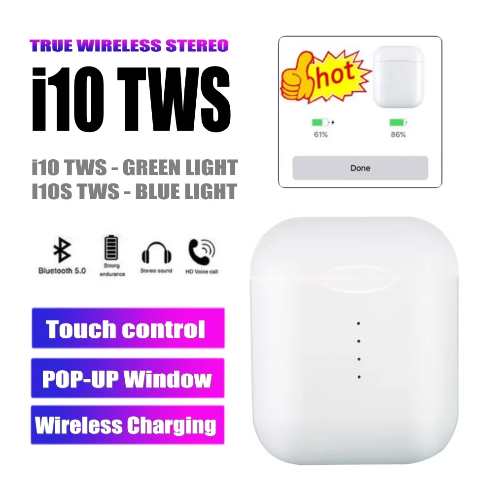 I10 i10s tws Pop up Беспроводные Bluetooth 5,0 наушники как i50 i80 i100 tws спортивные наушники для iphone xiaomi PK i12 i13 i15 i20 tws
