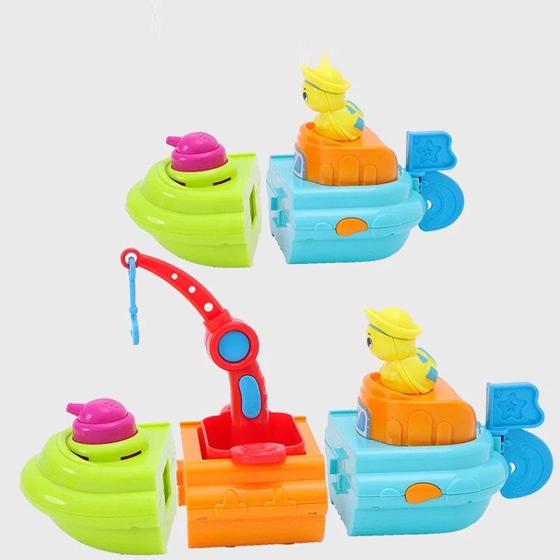 Children Bath Toy Ship Boat Assemble Water Spray Floating Hand Holding Toys Pool Beach Bathroom Infant Play Bathing | Игрушки и хобби