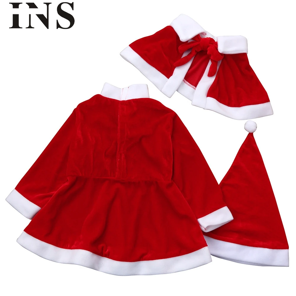 2018 new fashionToddler Kids Baby Girls Christmas Clothes Costume Party Dresses+Shawl+Hat Outfit for children L1025 | Детская одежда и