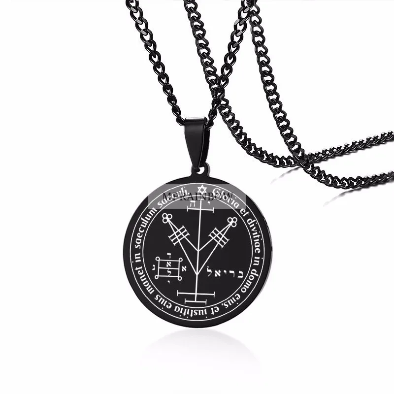 style14 Персонализированные лазерная Нержавеющая сталь, sigil of Lucifer Бафомет кулон Цепочки и ожерелья сатанизма Соломоновых Островов Viking ювелирные изделия - Окраска металла: style14