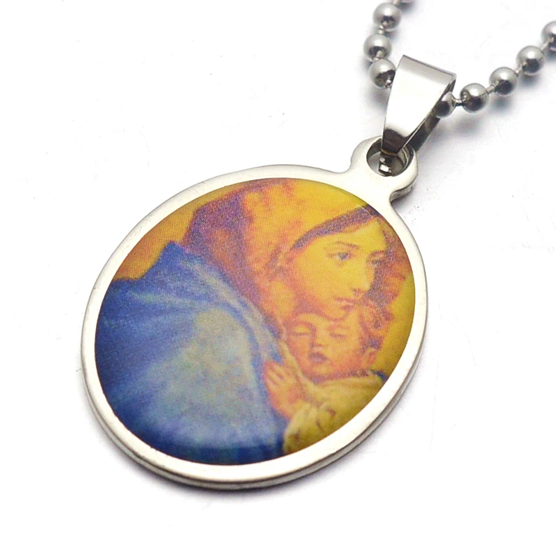 Очаровательное ожерелье с подвеской из нержавеющей стали изображением Мадонны