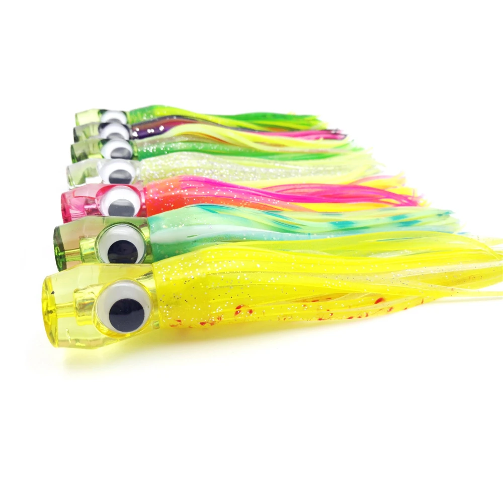 

HiUmi 1Pc 16.5cm 50g Trolling Epoxy Head Octopus Squid Lure Hard Head Soft Body Octopus Lure Squid Jigs Big Game Bait