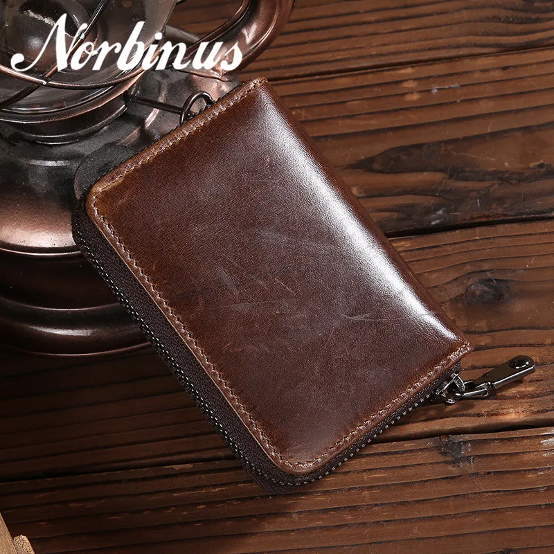 Мужской кошелек Norbinus из натуральной кожи с отделением для карт и ID на молнии|credit