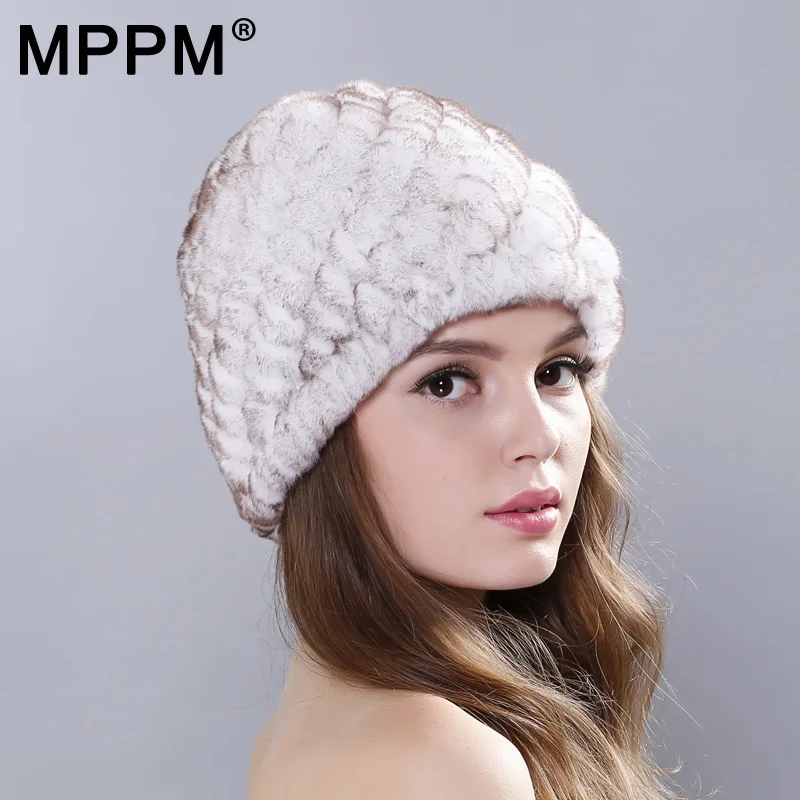 MPPM русская зимняя вязаная шапка из кроличьего меха Женская Подлинная женская