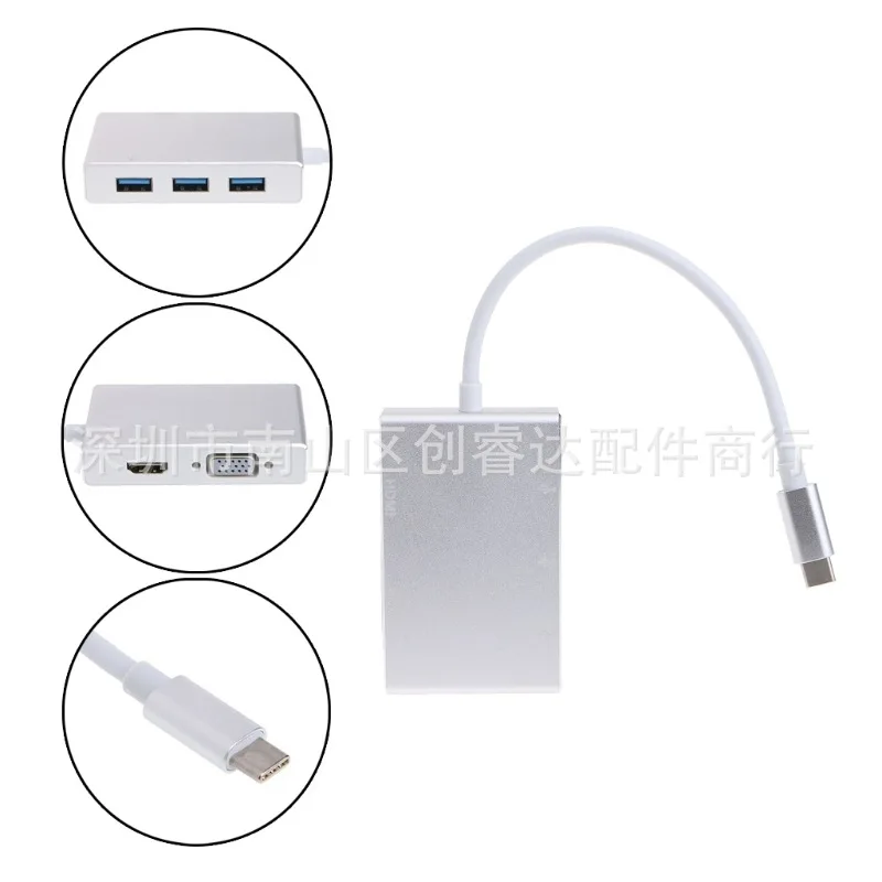 MeiPinHui Новый преобразователь типа C в hdmi + vga usb пять одном.| |