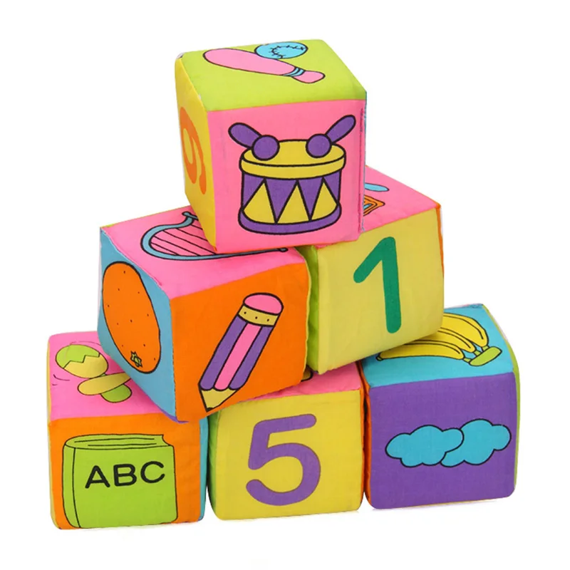 201 6 in 1 Set New Infant Baby Cloth Soft Rattle Building Blocks Educational Toys Toy Cube 15 | Игрушки и хобби