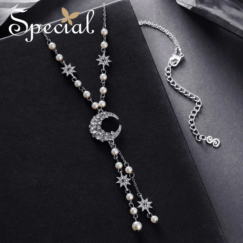 Special Fashion Moon &amp Star Maxi Necklace Vintage Tassel Necklaces Pendants Pearls Trendy Jewelry Gifts for Women S2752N | Украшения и