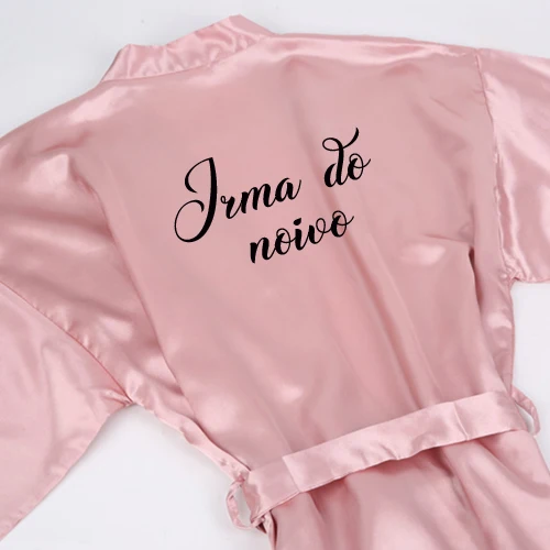 Irma do noivo Sisbigdey dusty розовый noiva халат Атласный Женский Дама де хонра кимоно Irma da noiva португальский невесты Вечерние платья подружки невесты - Цвет: Irma do noivo