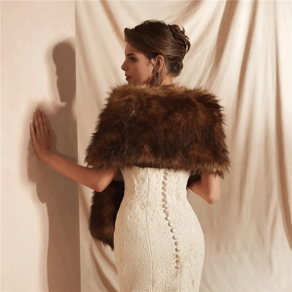 JaneVini Высококачественная теплая накидка палантины из искусственного меха