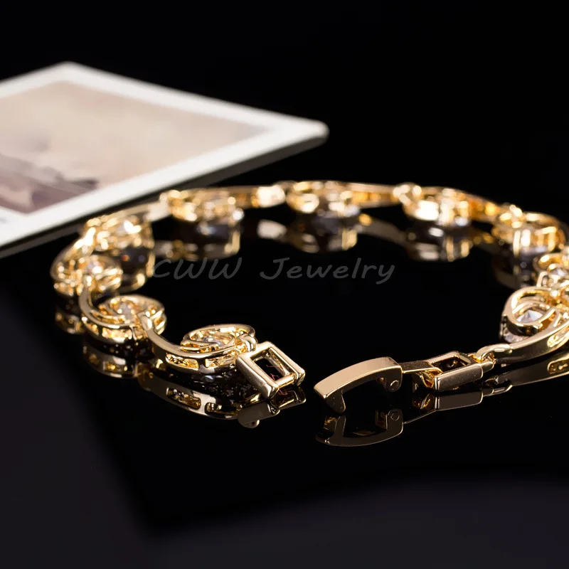 Женский браслет с фиолетовыми стразами CWWZircons ювелирное изделие цвета желтого