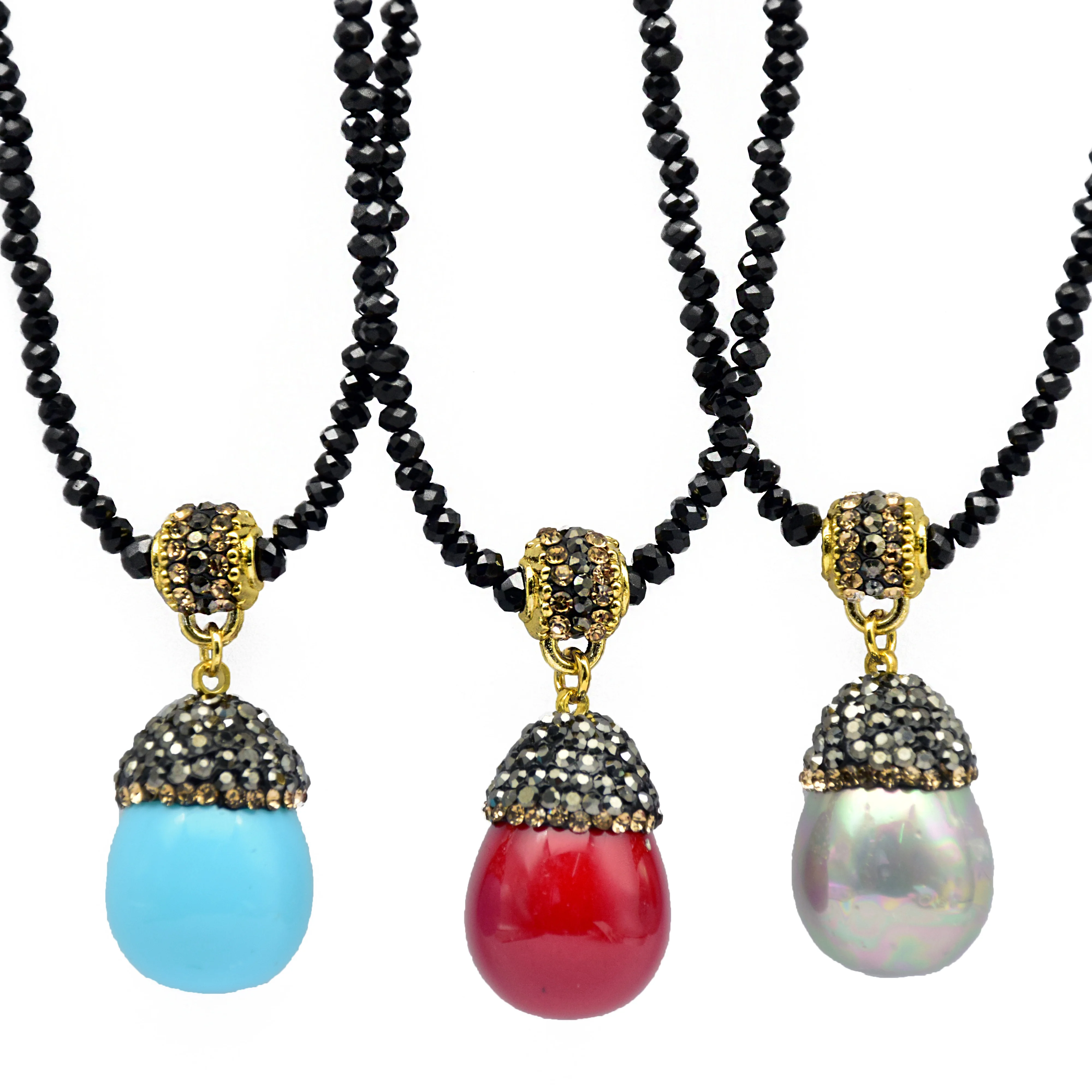 18 &quotРакушка Ожерелье Женщины Красные Подвески в форме капель воды стекло