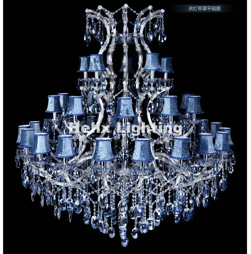 Недавно D150cm H200cm 35 руки E14 LED Королевский хрустальная люстра лобби Современные хрустальные люстры подлинные часы