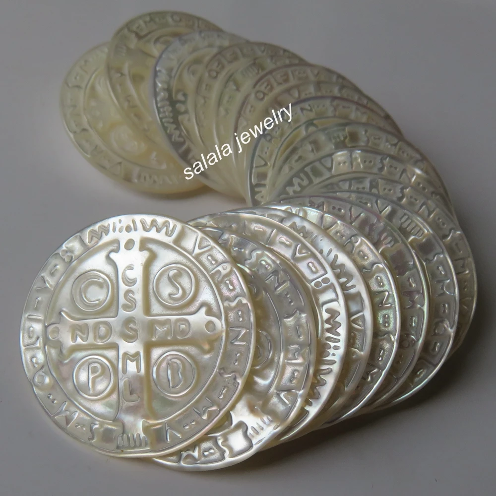 20 шт./лот 30 мм натуральный крест Нотр-Дам скульптуры перламутровый корпус бусины