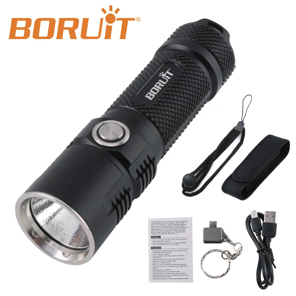 BORUIT светодиодный фонарик xhp 70 Водонепроницаемый ipx8 ручной фонарь USB зарядка для кемпинга пешего туризма охоты рыбалки аксессуары