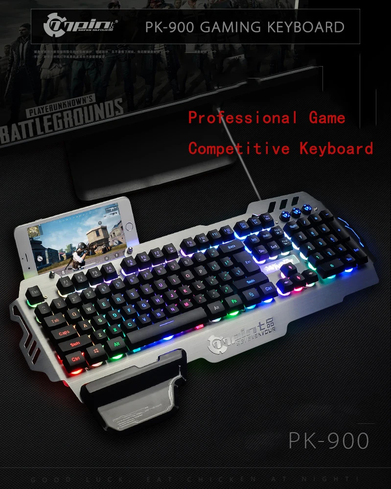 PK-900 RGB с подсветкой Проводная игровая клавиатура прозрачный переключатель Механическая-аналогичная Эргономическая клавиатура для ПК