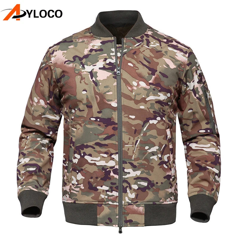 Куртка-пилот Мужская Флисовая тактическая Водонепроницаемая камуфляжная куртка