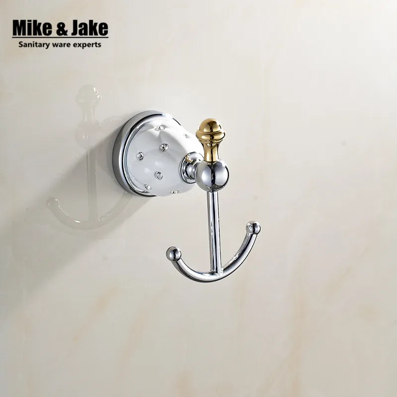 Новый дизайн Хромированный Керамический крючок для халата одежды твердая латунь