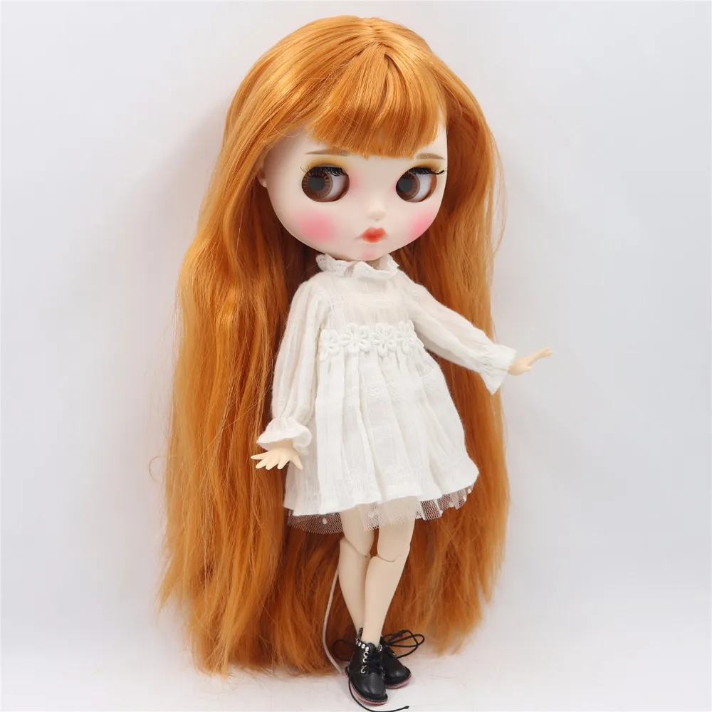 Фабрика blyth кукла 1/6 bjd белая кожа соединение тела оранжевые волосы матовый лицо резные губы с бровью, индивидуальные лица, жирные волосы