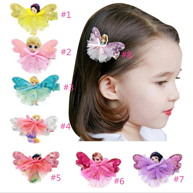 Free Shipping 100pcs/lot character clips, princess hair Bow Birthday Hair Bow