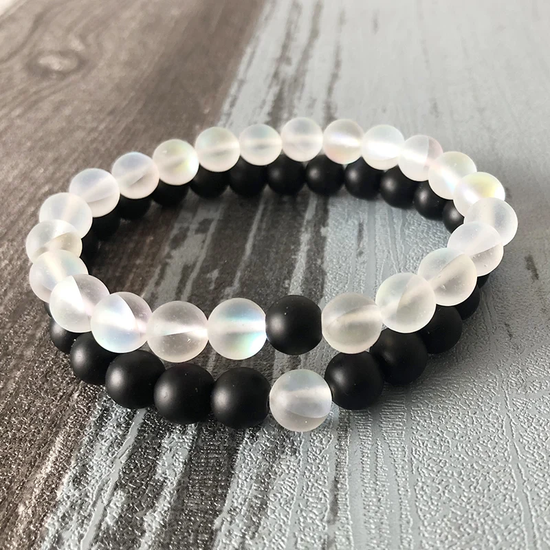 Набор из 2 искусственных камней для женщин и мужчин матовый черный оникс лунный