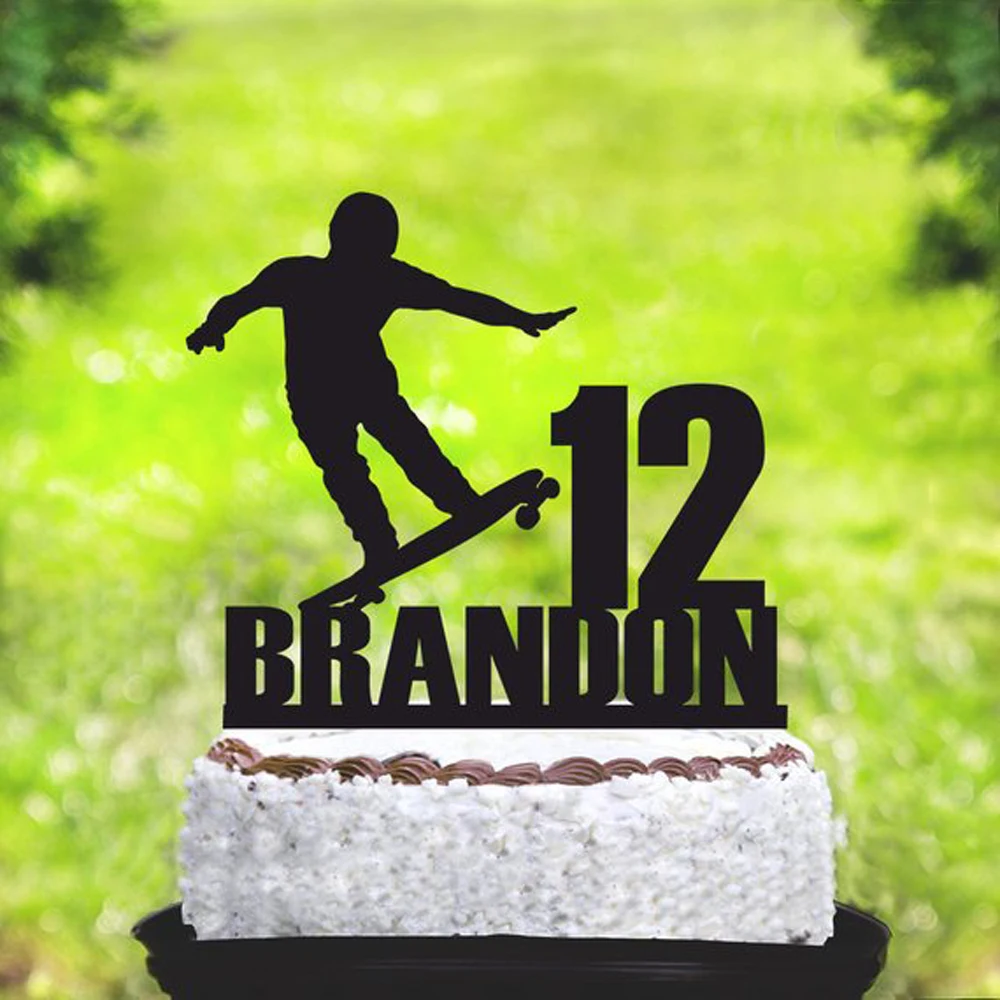 

Personalized Happy Birthday Cake Topper,Male Skaterboarder Extreme Sports Cake Topper ,Boy Birthday Party decoration Supplies