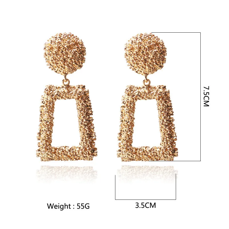 

Big Vintage Earrings for women Gold Geometric statement earring 2019 metal earing fashion jewelry trendy 6 color Best Gifts