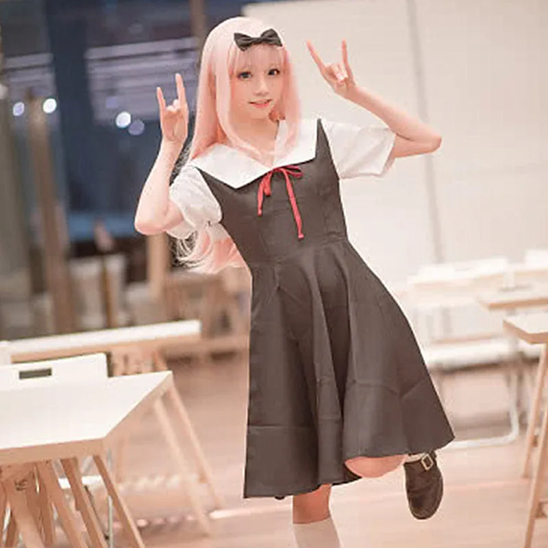Chika Fujiwara косплей костюмы с короткими рукавами платье японского аниме Kaguya sama: Love is