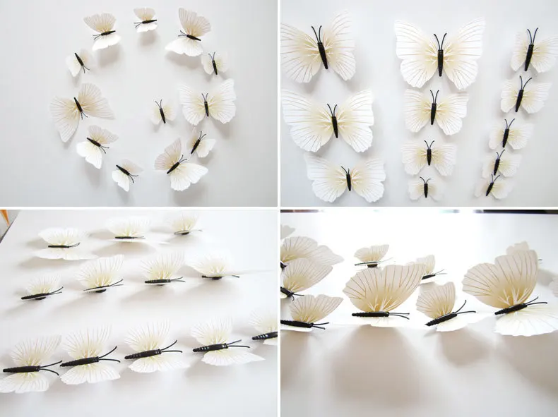 12 шт./лот 3D ПВХ Настенные стикеры бабочки полые DIY домашний Декор постер детские