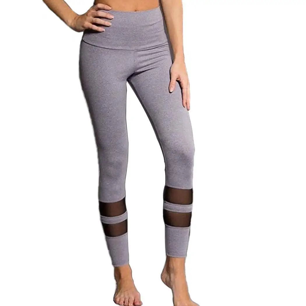 Женские леггинсы для фитнеса с эластичной резинкой на талии в полоску пэчворк