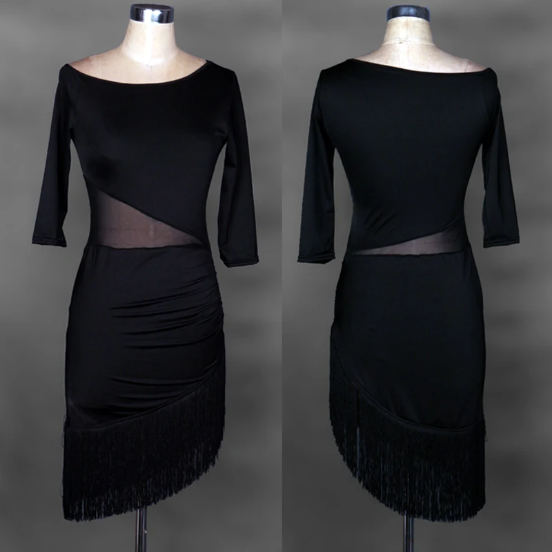 Латинские танцы платье Для женщин бахрома для сальсы Танго Хлопушки костюм