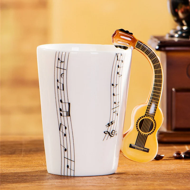 Creative Mug Guitar Design Ceramic 220ml Porcelain Tea Coffee Milk Water Drinking Cup Unique Couple Gift Drinkware | Дом и сад