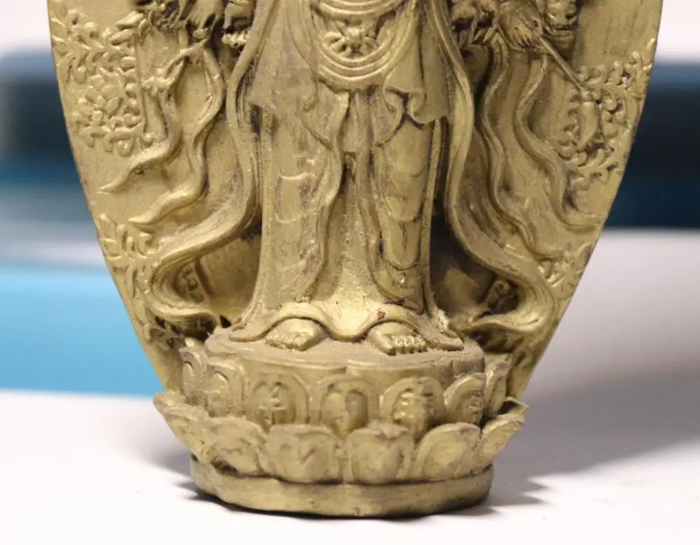 Тибетская латунь медь Avalokitesvara тысячи рук Статуя Бодхисаттвы Гуаньинь|Статуи и