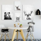 Современная черно-белая Тигр Медведь Олень овечья овца животные A4 холст Художественная живопись печать плакат картина на стену модный домашний декор AN189
