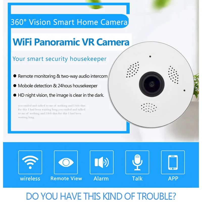 HD 960 P Беспроводная VR панорамная камера 360 градусов wifi ip видеонаблюдение объектив