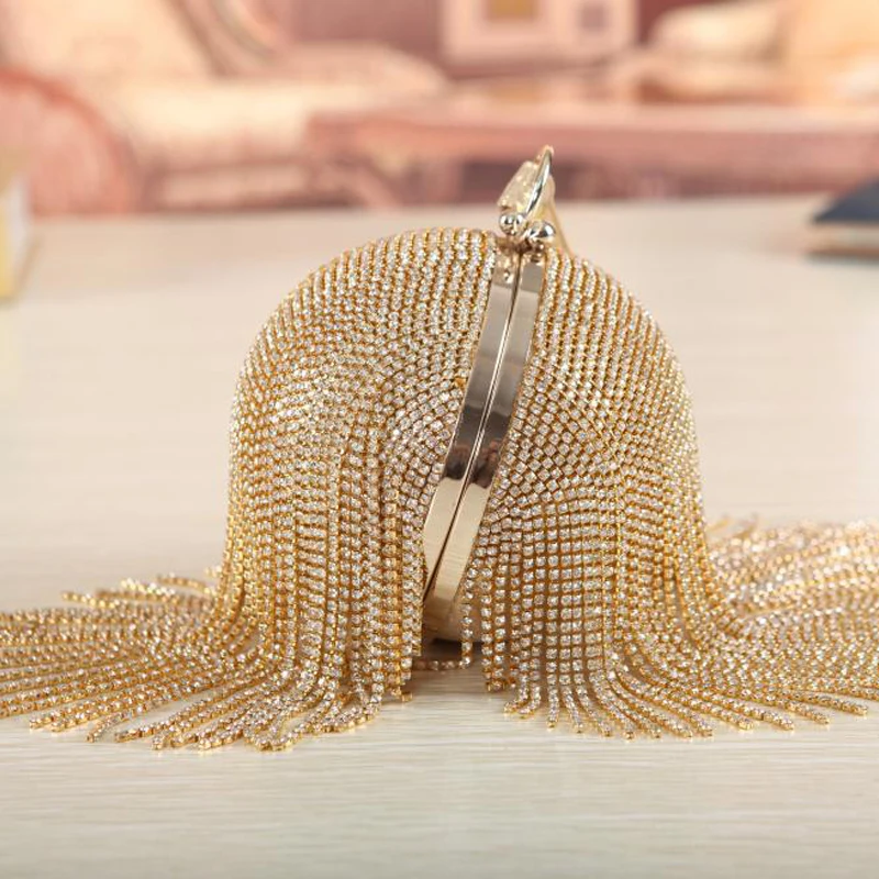 2018 Роскошные вечерние с полным кристаллом сумки бахромой кошелёк w486|round clutch