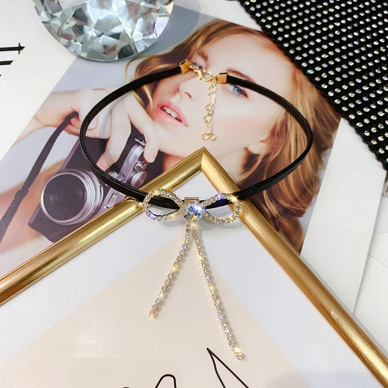 Горный хрусталь лук ключицы цепь женский короткий шейный платок ожерелье шеи