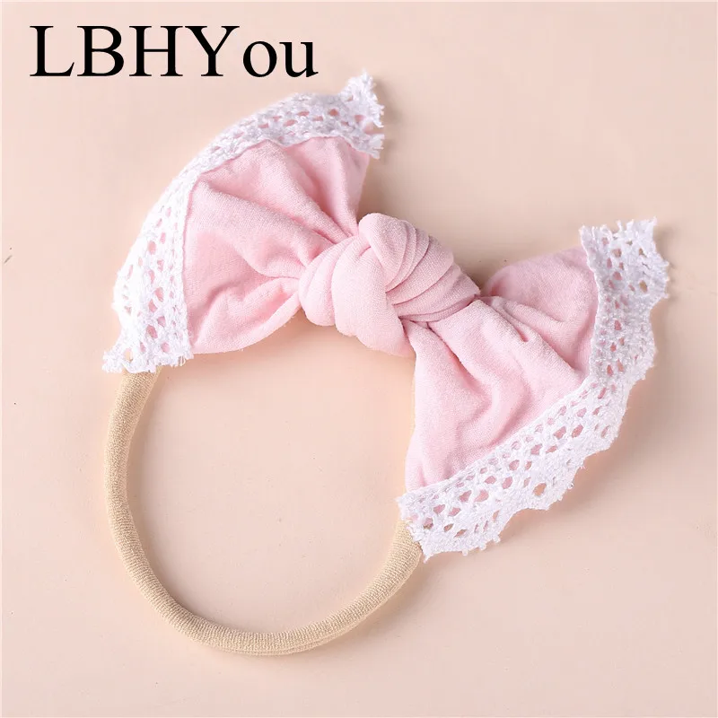 1 шт. модные нейлоновые повязки на голову с бантом и кружевной отделкой для