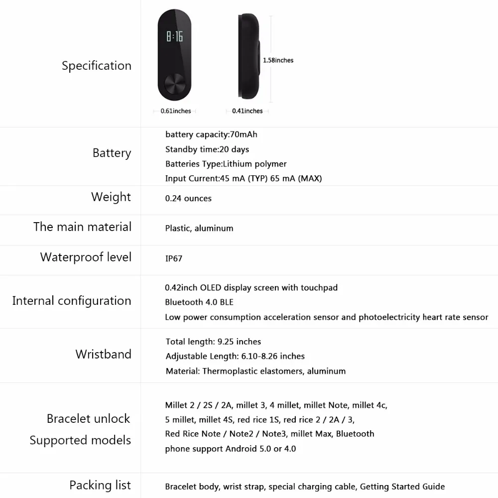 Оригинальный Смарт браслет Xiaomi Mi Band 2 с сенсорной панелью OLED монитор сна
