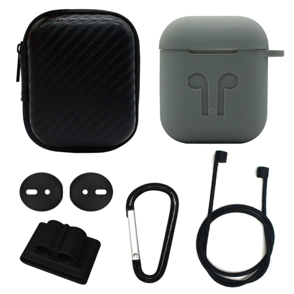 6 шт./упак. для Airpods Силиконовая Защитная крышка чехол ушной втулки сумка для хранения Анти-потерянный канат сумка для наушников Аксессуары для наушников - Цвет: 7