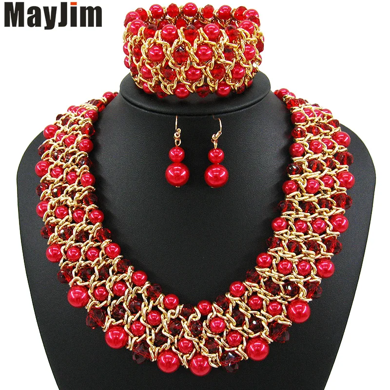 MayJim Заявление ожерелье 2017 мода ювелирные наборы Ручной Работы из бисера цепи